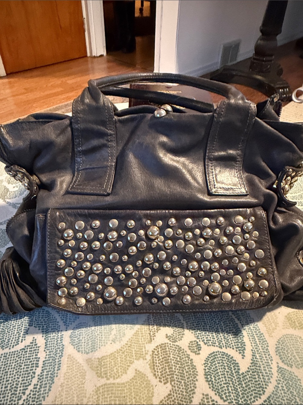 Sara Berman large studded leather bag